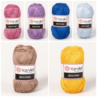 Pletací / háčkovací příze YarnArt BEGONIA, jednobarevná, mercerovaná, více barev 50g/169m