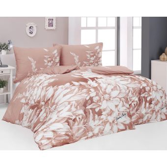 Sada 2 ks povlečení BLANKA MATRAGI - ORCHID, květinový vzor na tmavě pudrové, bavlněný MAKO satén, digitál (více rozměrů)