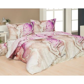 Sada 2 ks povlečení BLANKA MATRAGI - PRAMEN, růžovo-béžové, bavlněný MAKO satén, digitál, 140x200cm + 70x90cm