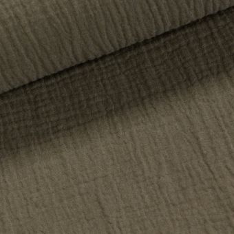 Šatovka / fáčovina, mušelín DT-24021, jednobarevná khaki, š.140cm (látka v metráži)