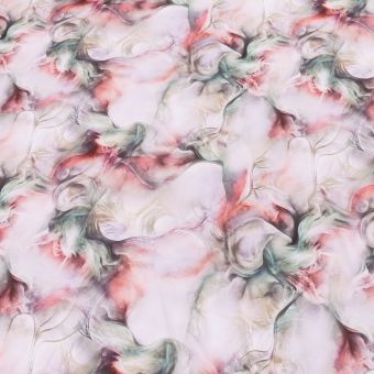 Šatovka / polyesterové hedvábí 2747 květinový vzor, růžovo-béžová, š.140cm (látka v metráži)