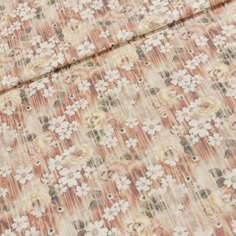 Šatovka viskózová 3245 B, květinky na béžové / Tencel, š.140cm (látka v metráži)