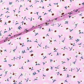 Šatovka viskózová 3136 H, krémové kytičky na růžové, š.145cm (látka v metráži)