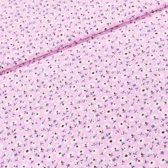 Šatovka viskózová 3136 H, krémové kytičky na růžové, š.145cm (látka v metráži)