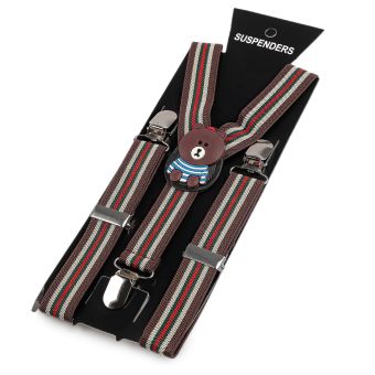 Šle dětské, délka 60cm, šíře 2,5cm, tvar Y, MEDVÍDEK hnědá červená, 650400/8