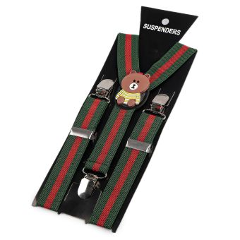 Šle dětské, délka 60cm, šíře 2,5cm, tvar Y, MEDVÍDEK zelená tmavá, 650400/2