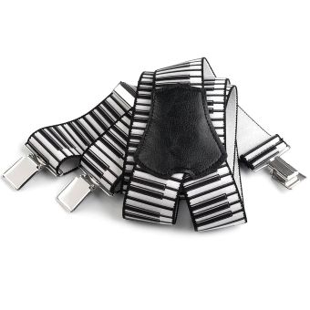 Šle unisex HUDEBNÍ - PIÁNO, délka 120cm, šíře 4cm, tvar Y, černo-bílé, 650328/01