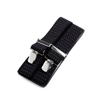 Šle pánské, délka 125cm, šíře 3,5cm, tvar X, černé s bílými puntíky, 650253/37