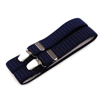 Šle pánské, délka 125cm, šíře 3cm, tvar X, tmavě modré s bílými tečkami, 650255/39