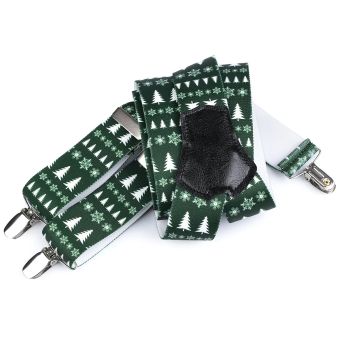 Šle unisex VÁNOČNÍ - VLOČKY A STROMEČKY, délka 120cm, šíře 3,5cm, tvar Y, zelené, 650376/03