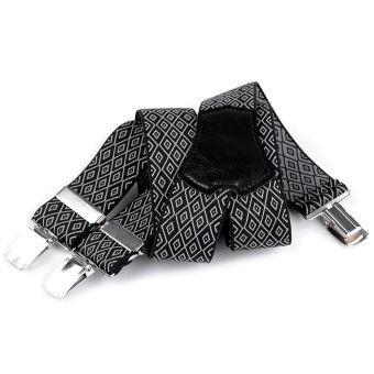 Šle pánské, délka 120cm, šíře 3,5cm, tvar Y, černo-bílé káro, 650352/03