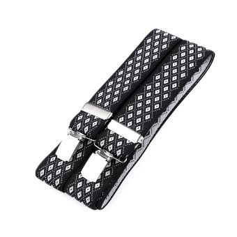 Šle pánské, délka 120cm, šíře 3,5cm, tvar Y, černo-bílé drobné kosočtverce, 650354/01