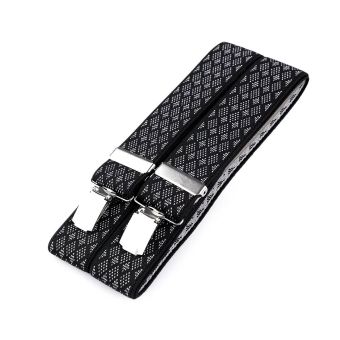 Šle pánské, délka 120cm, šíře 3,5cm, tvar Y, černo-bílé drobné, tečkované kosočtverce, 650354/02