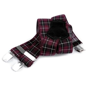 Šle pánské, délka 120cm, šíře 3,5cm, tvar Y, bordové káro, 650355/01