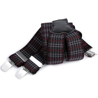 Šle pánské, délka 120cm, šíře 3,5cm, tvar Y, vínovo-šedo-černé káro, 650355/03