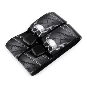 Šle pánské MOTORKÁŘSKÉ - LEBKA ŠEDÁ, délka 120cm, šíře 5cm, tvar Y, šedo-černé, 650369/01