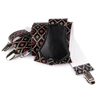 Šle pánské PAISLEY - KAŠMÍROVÝ VZOR, délka 120cm, šíře 3,5cm, tvar Y, černé, 650386/06