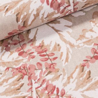Směsové plátno 1.104530.1990.010, béžovo-vínové listy, š.140cm (látka v metráži)