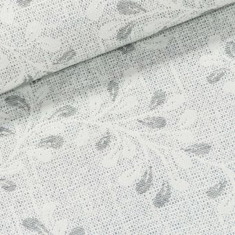 Směsové plátno 403004 TALCA GREY 91, šedé listy, š.140cm (látka v metráži)