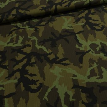 Směsové plátno BOND Army Maskáč - zelená ripstop maskáčovina š. 150 cm, 210 g/m², impregnovaná (látka v metráži)