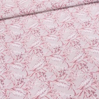 Směsové plátno LONETA, starorůžová tráva na režné, š.140cm (látka v metráži)