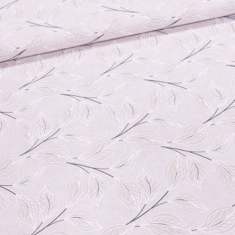 Směsové plátno NATE BÉŽOVÁ, listy, š.140cm (látka v metráži)