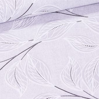 Směsové plátno NATE ŠEDÁ, listy, š.140cm (látka v metráži)