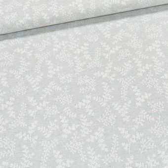 Směsové plátno REMI A 148 SILVER, žakarový vzor větviček na šedé, š.140cm (látka v metráži)