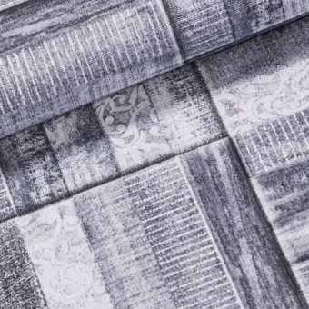 Směsové plátno TILE, vzorované parkety, šedá, š.140cm (látka v metráži)