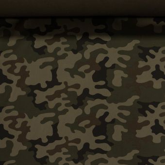 Směsový kepr MORO US GREEN maskáčový vzor, zeleno-hnědá, š.150cm (látka v metráži)