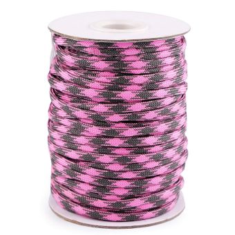Šňůrka padáková 310230/10, růžová-světle šedá, průměr 4mm (šňůra na metry)
