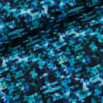 Softshell zimní 22510, tyrkysové trojúhelníky 315g/m2, š.147cm (látka v metráži)