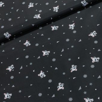 Šusťákovina (lehká kočárkovina) dětská TPU LIŠKA MALÁ, černá, š.150cm (látka v metráži)