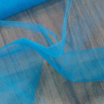 Tyl jemný oděvní na závoje 380492/11, jednobarevná modrá azurová, š.160cm (látka v metráži)