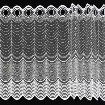 Tylová vitrážová záclona 1291 vyšívané obloučky, bílá, výška 30cm (v metráži)