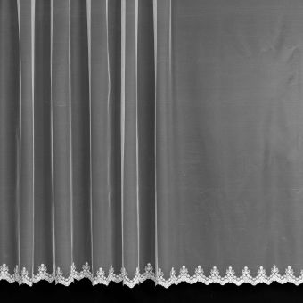 Tylová záclona 12358TF, hladká s vyšívanou bordurou, bílá (více výšek, v metráži)