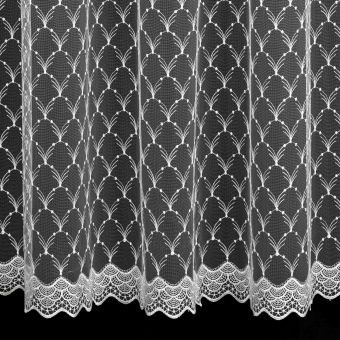Tylová záclona 534/601, vyšívané ornamenty, s bordurou, bílá (více výšek, v metráži)