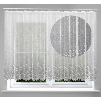 Tylová záclona LUKA 908559, vyšívané ornamenty, s bordurou, bílá (více výšek, v metráži)