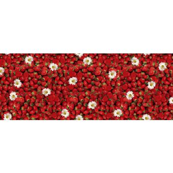 Ubrus PVC s textilním podkladem 1156-00 FLORISTA, jahody, červená, š.140cm (metráž)