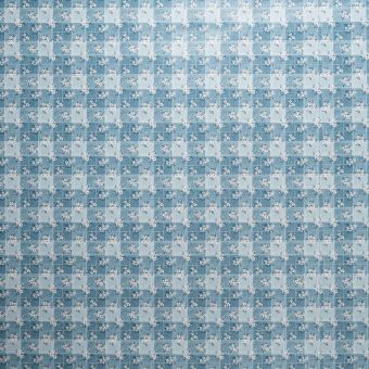 Ubrus PVC s textilním podkladem 1217-4, luční kvítí, káro modré, š.140cm (metráž)