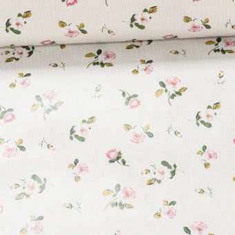 Ubrus PVC s textilním podkladem 1389-01, růžové růžičky, š.140cm (metráž)