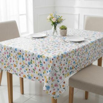 Ubrus PVC s textilním podkladem 200 A, barevné květiny na smetanovém dřevě, š.140cm (metráž)