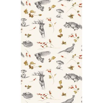 Ubrus PVC s textilním podkladem 224.01, myslivecký, podzim v lese, smetanový, š.140cm (metráž)