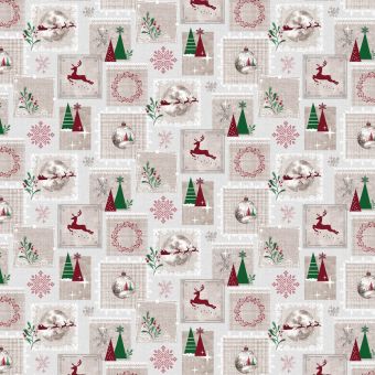 Ubrus PVC s textilním podkladem vánoční 6352-01, vánoční kouzlo na béžové, š.140cm (metráž)