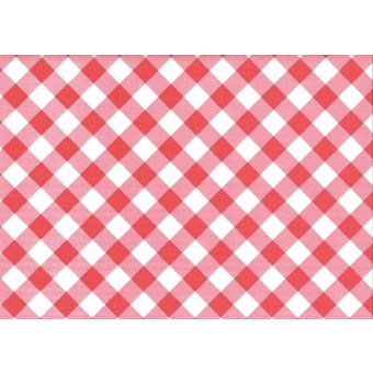 Ubrus PVC s textilním podkladem 5731410, červené diagonální káro, š.140cm (metráž)