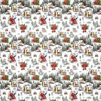 Ubrus PVC s textilním podkladem vánoční 1698-00 zasněžená krajina, š.140cm (metráž)