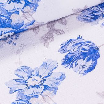 Ubrusovina / štola teflonová úprava, 16R598-101A, modré květy, š.38cm (metráž)