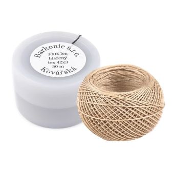 Univerzální šicí nit kovářská 240142/7415 lněná, režná přírodní, návin 50m, plastové pouzdro 