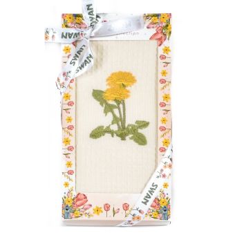 Utěrka SWAN 70 vaflová vyšívaná, dárkové balení, pampelišky na smetanové, 1 kus 50x70cm