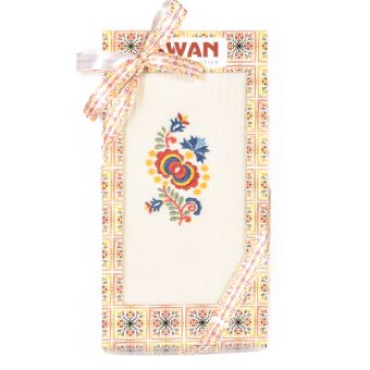 Utěrka SWAN 71 vaflová vyšívaná, dárkové balení, folklór na smetanové, 1 kus 50x70cm